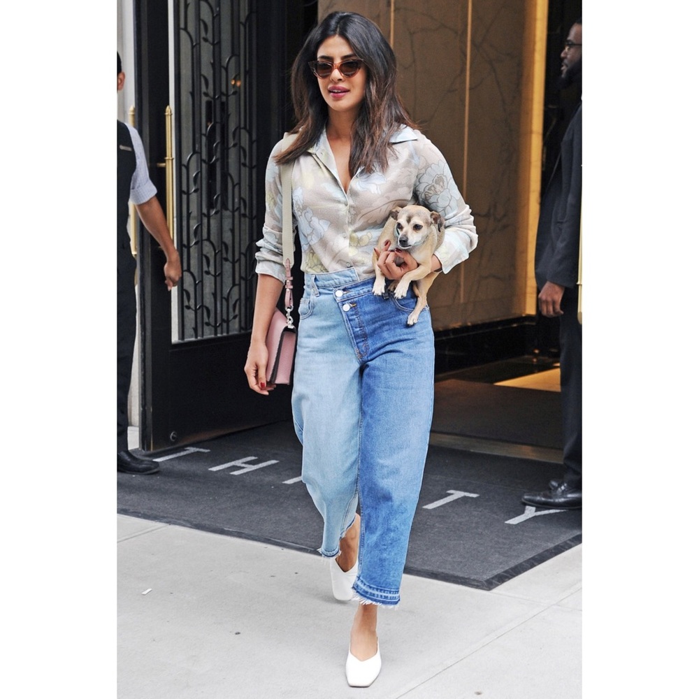 MONSE High-Rise Two-tone Straight Leg Jeans- Size 0